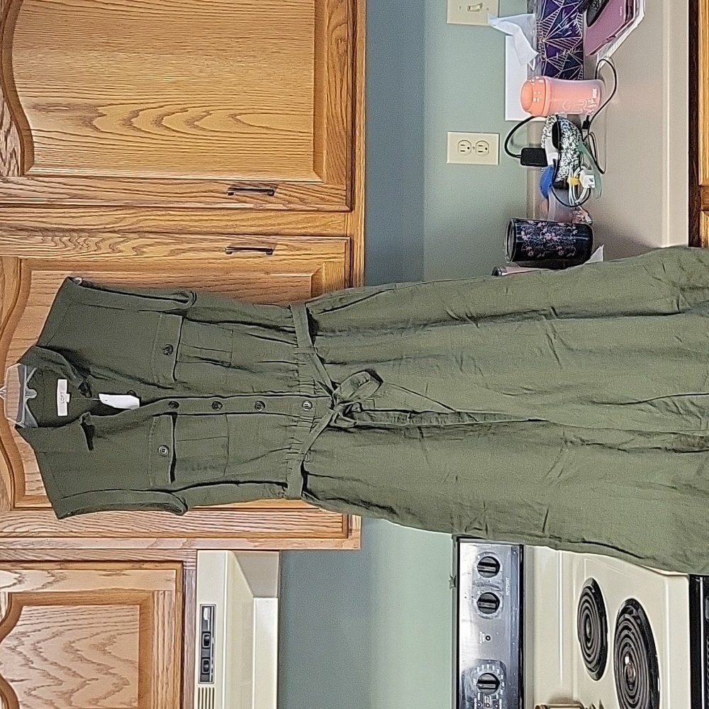 Loft linen wide leg jumpsuit